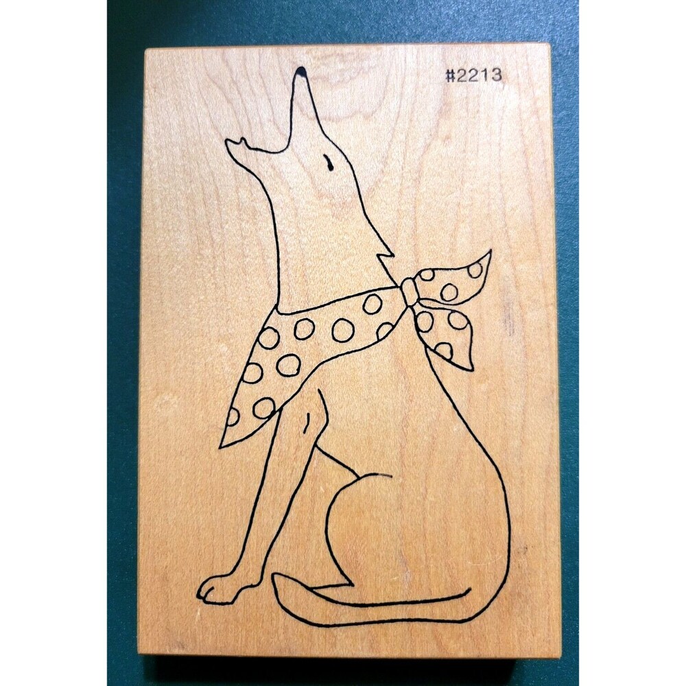 Dog Howling Rubber Stamp Wearing Bandana CoMotion Art Crafts Collectibles